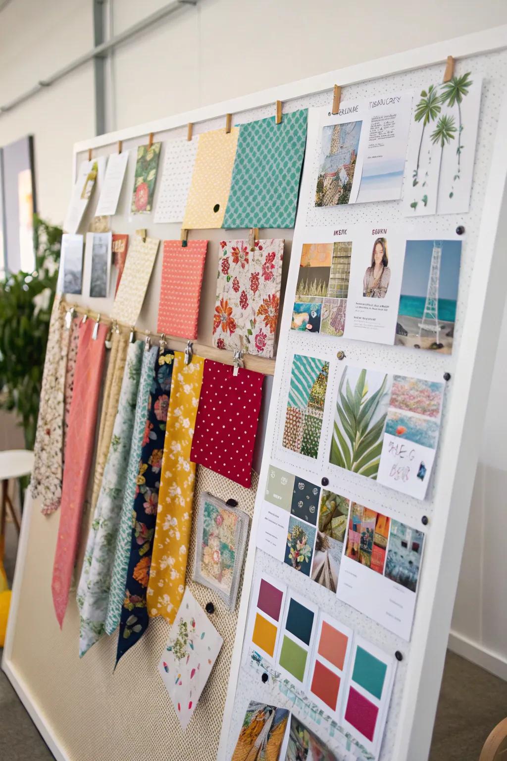 Your sewing goals are kept in plain sight on a project board.