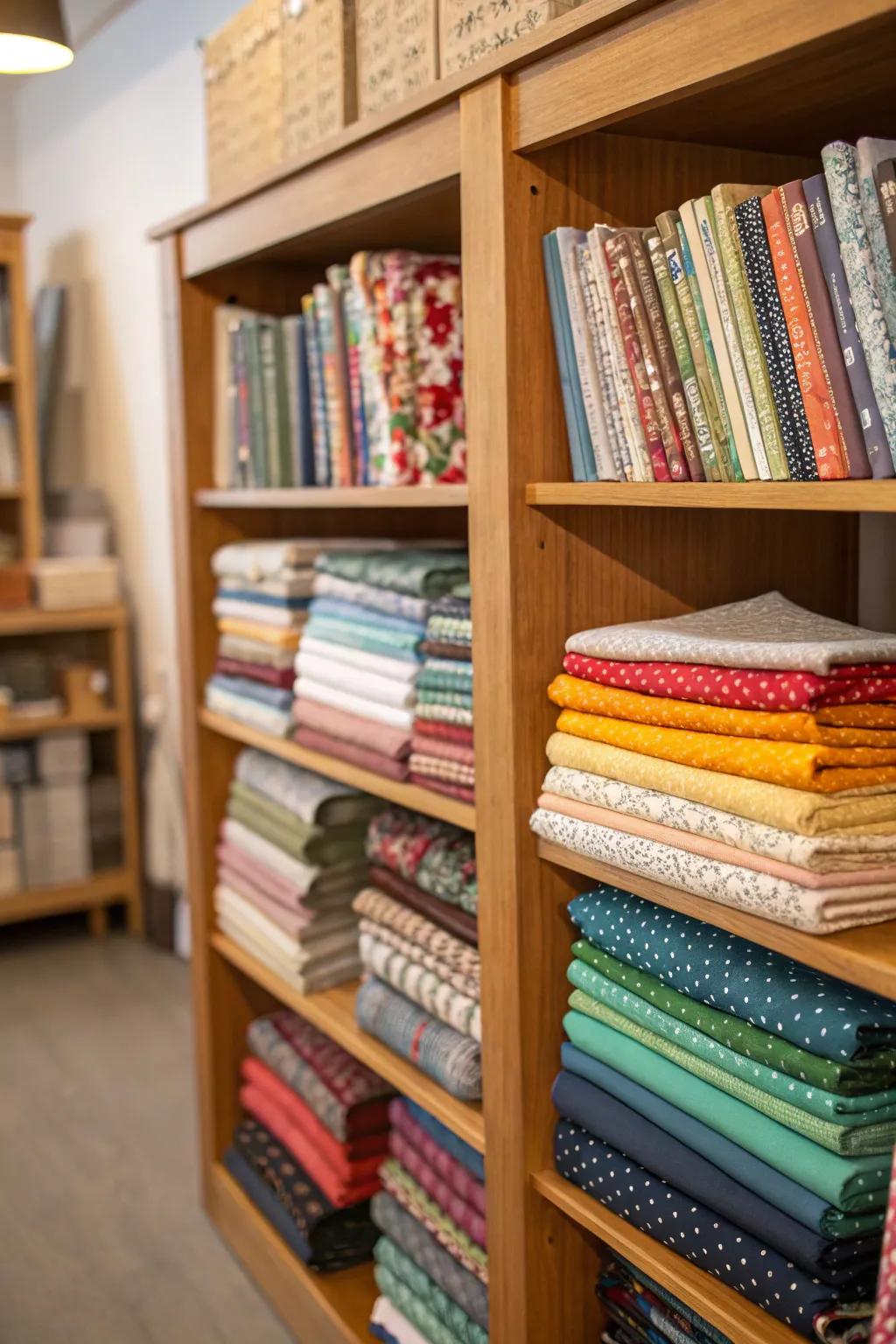 Utility and style are blended with accessible shelving.