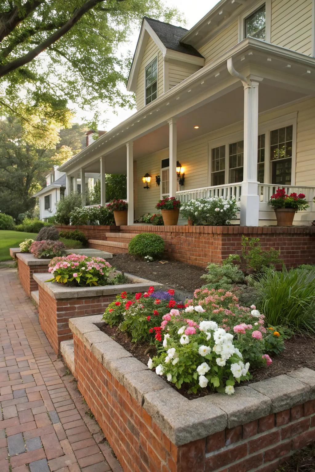 Brick beds offer classic elegance and structure.