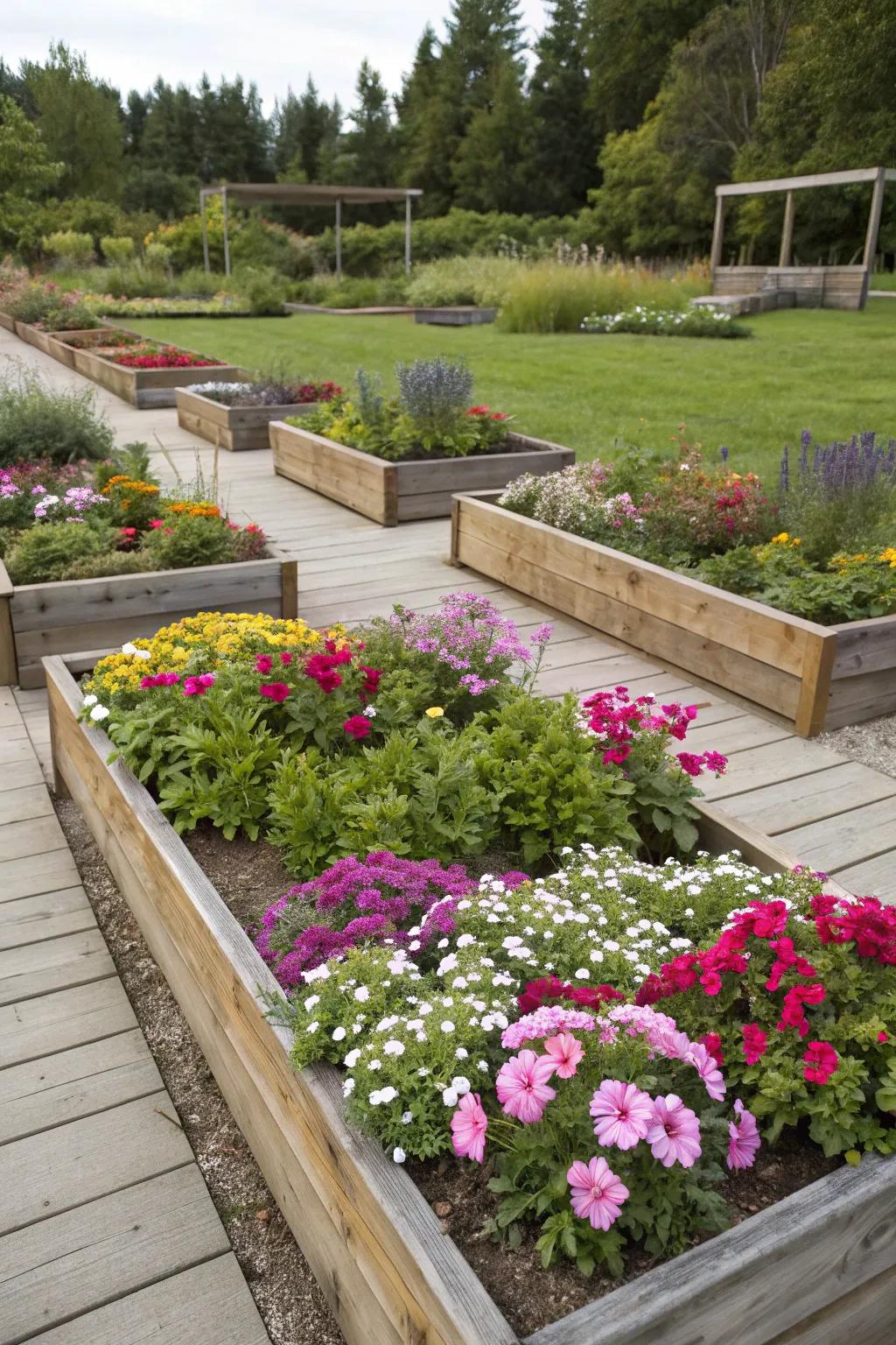 Combine perennials and annuals for year-round color.
