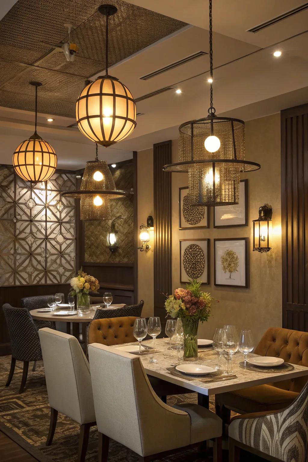 Layered lighting creates ambiance.