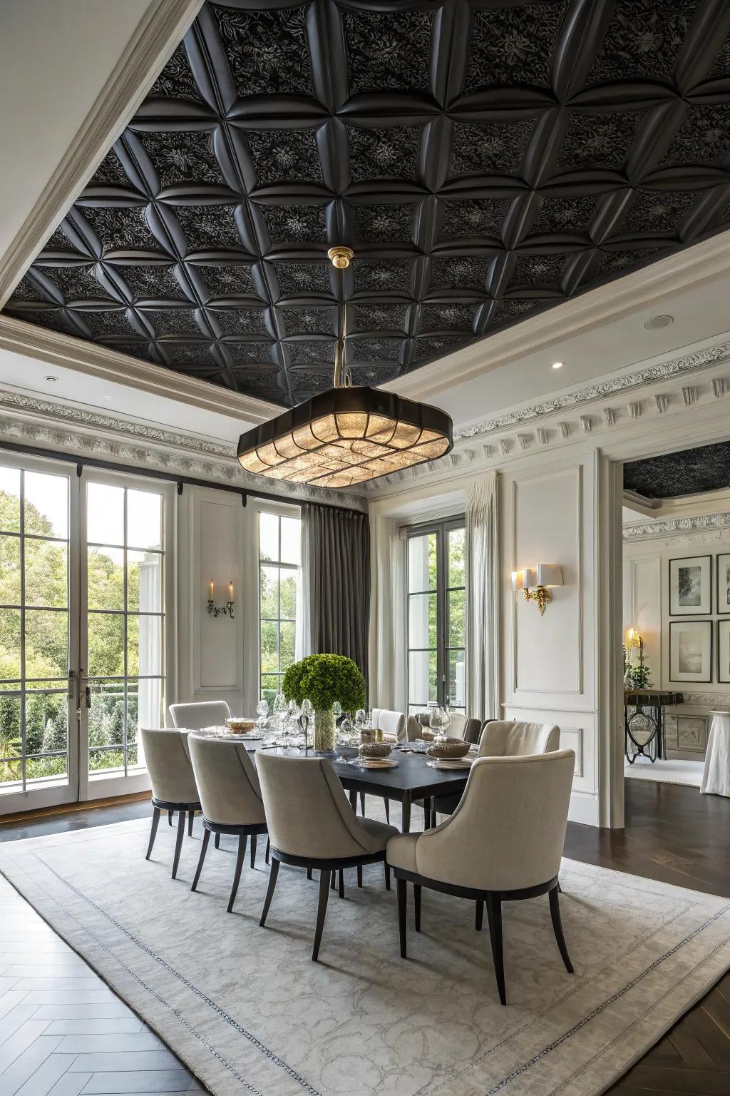 Ceiling panels add architectural interest.