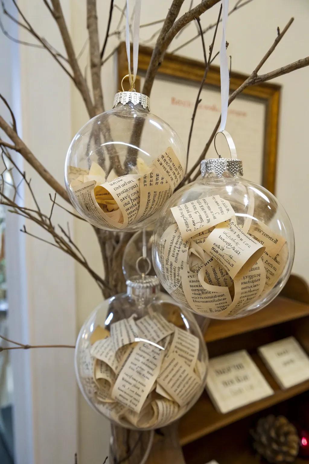 Ornaments filled with printed music sheets and manuscript pages.