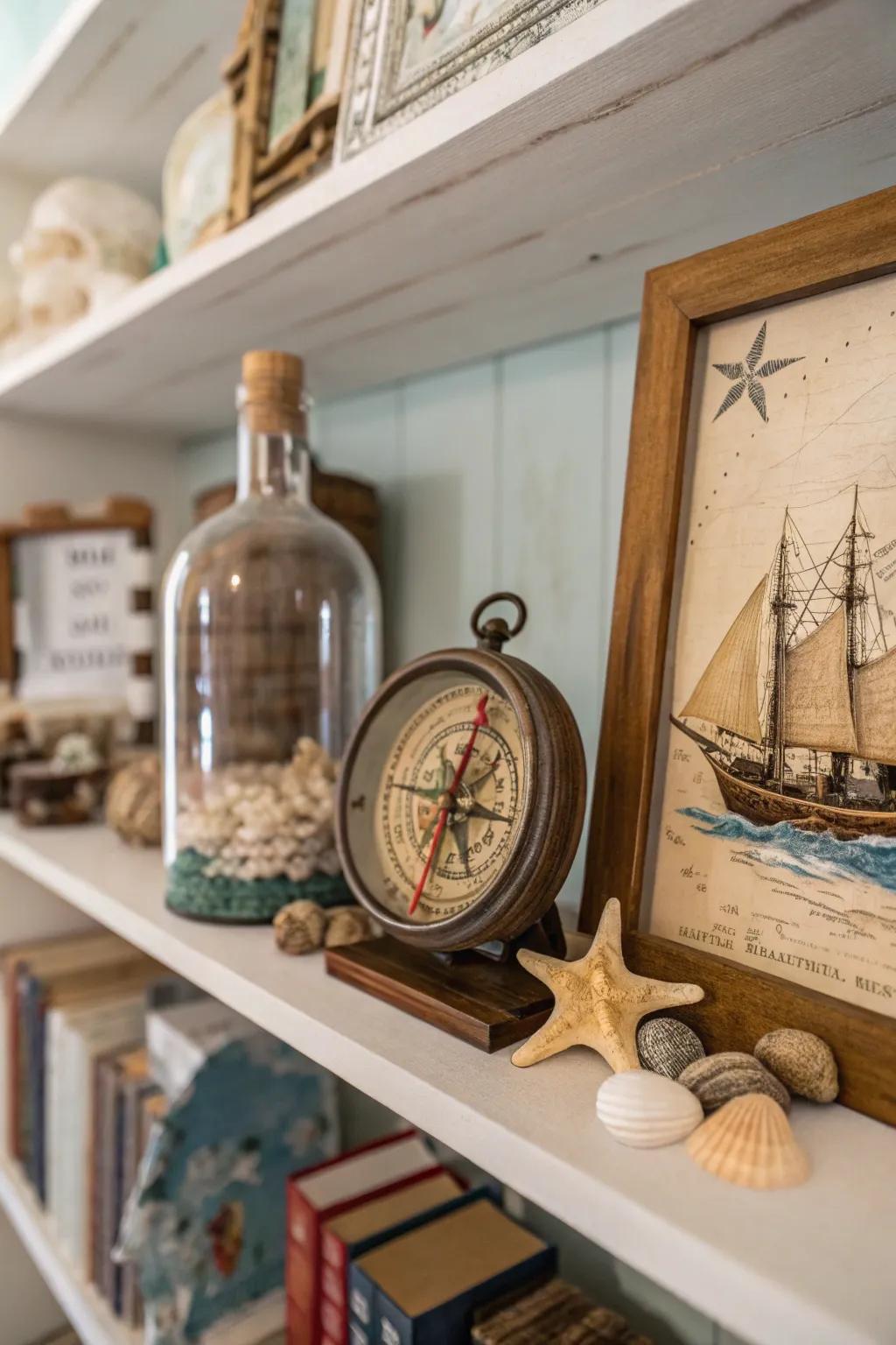 Vintage nautical instruments add intrigue and history to your decor.