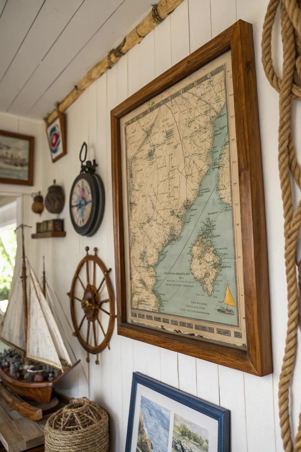 Nautical maps add a historical and adventurous touch to your decor.