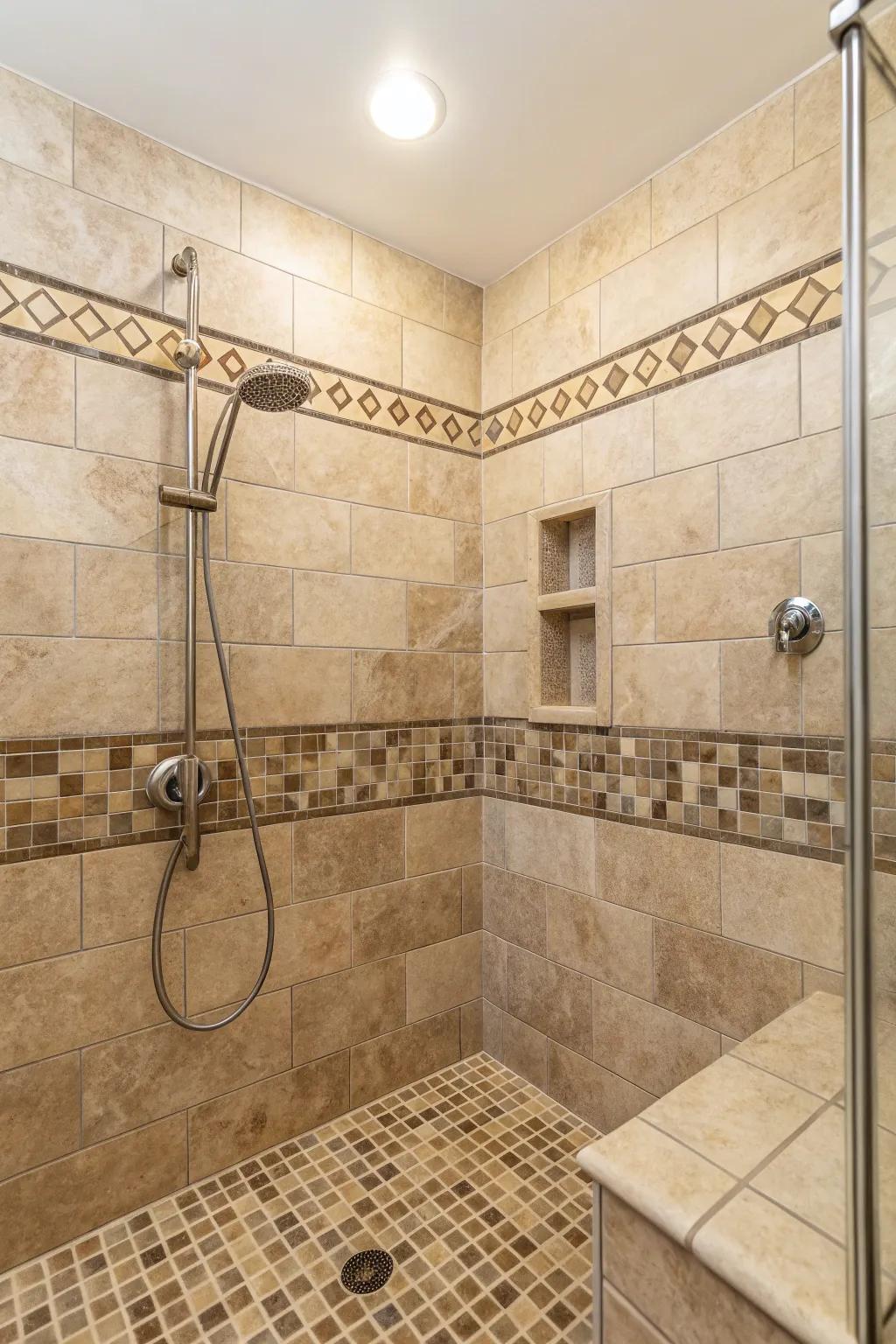 Mixing tile shapes adds a creative and playful dimension.