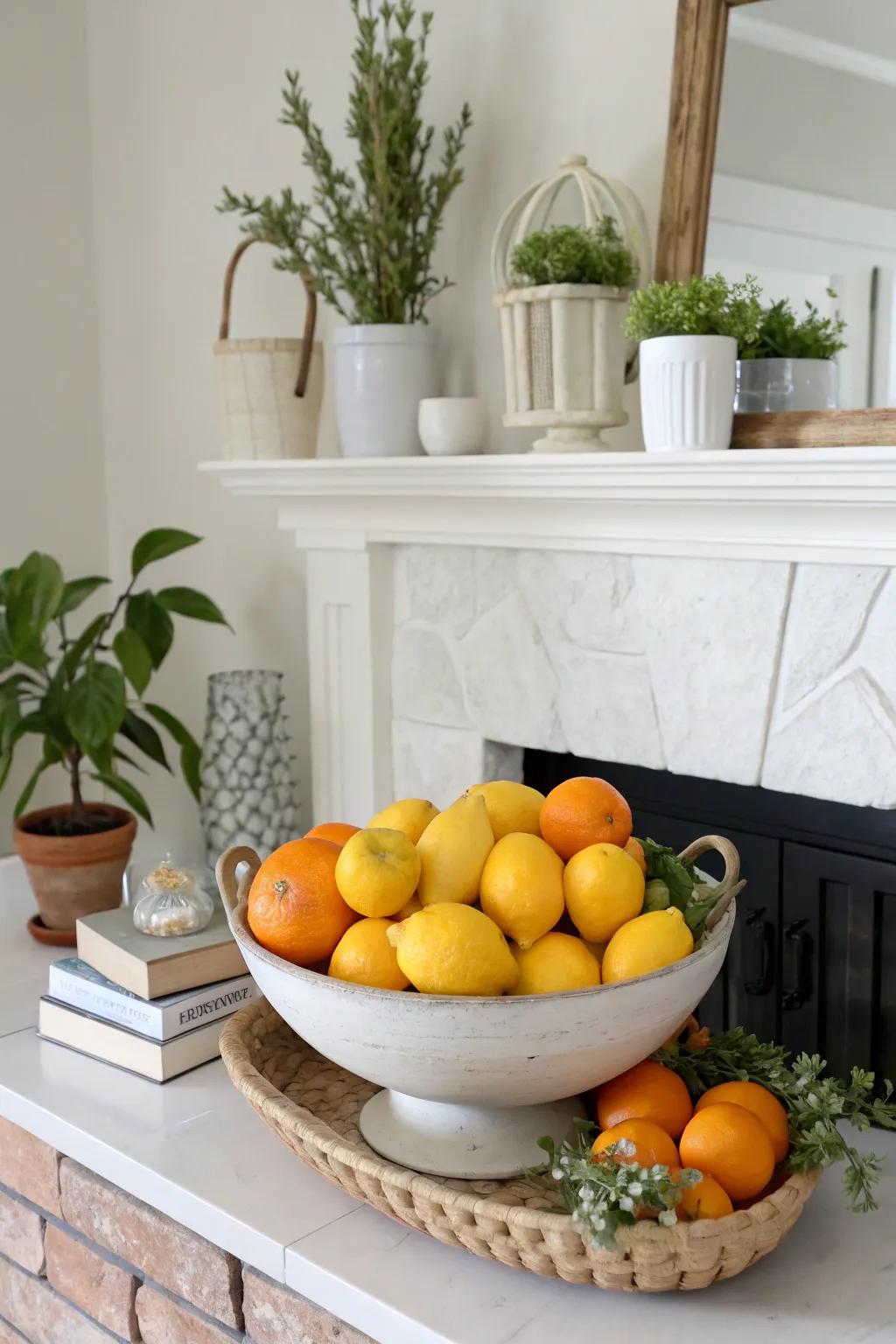 Brighten up your mantel with a burst of citrus shades.