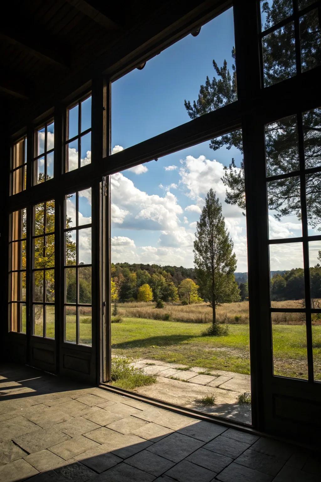 Dark hues frame windows and highlight views.
