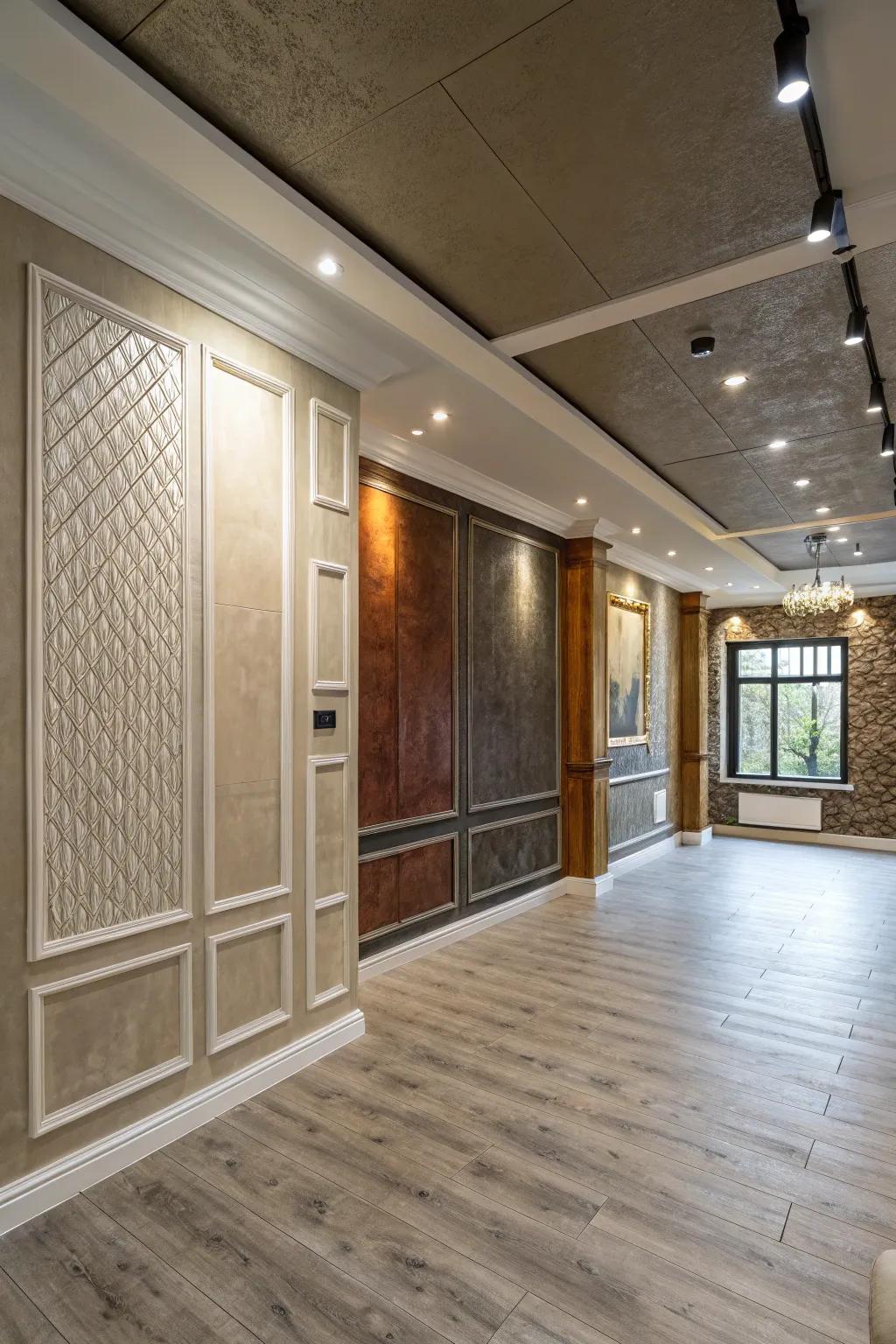 Varied textures enhance the room's dynamic feel.