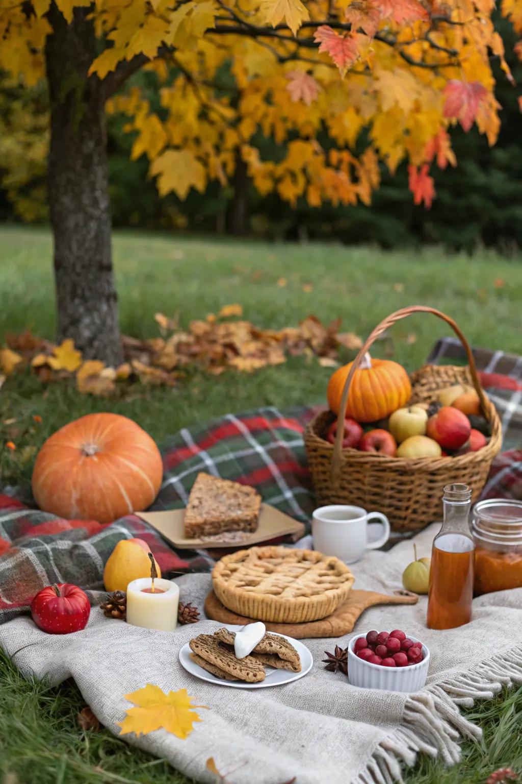 Cozy autumn picnic for a birthday.