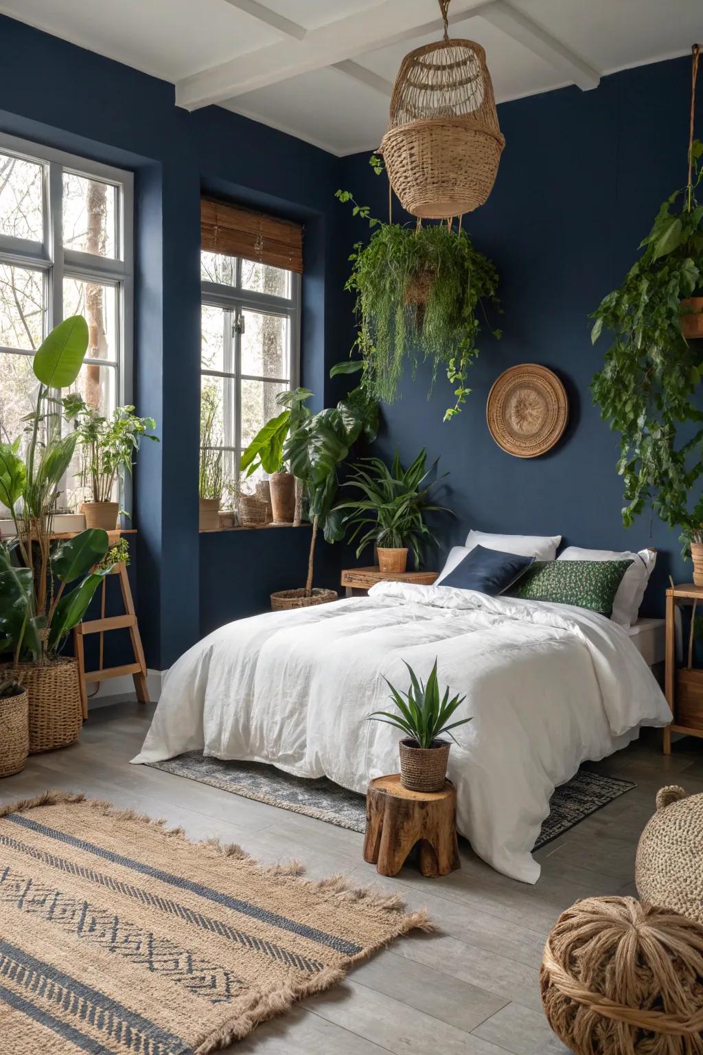 Indoor plants introduce a fresh and lively element to deep sea décor.
