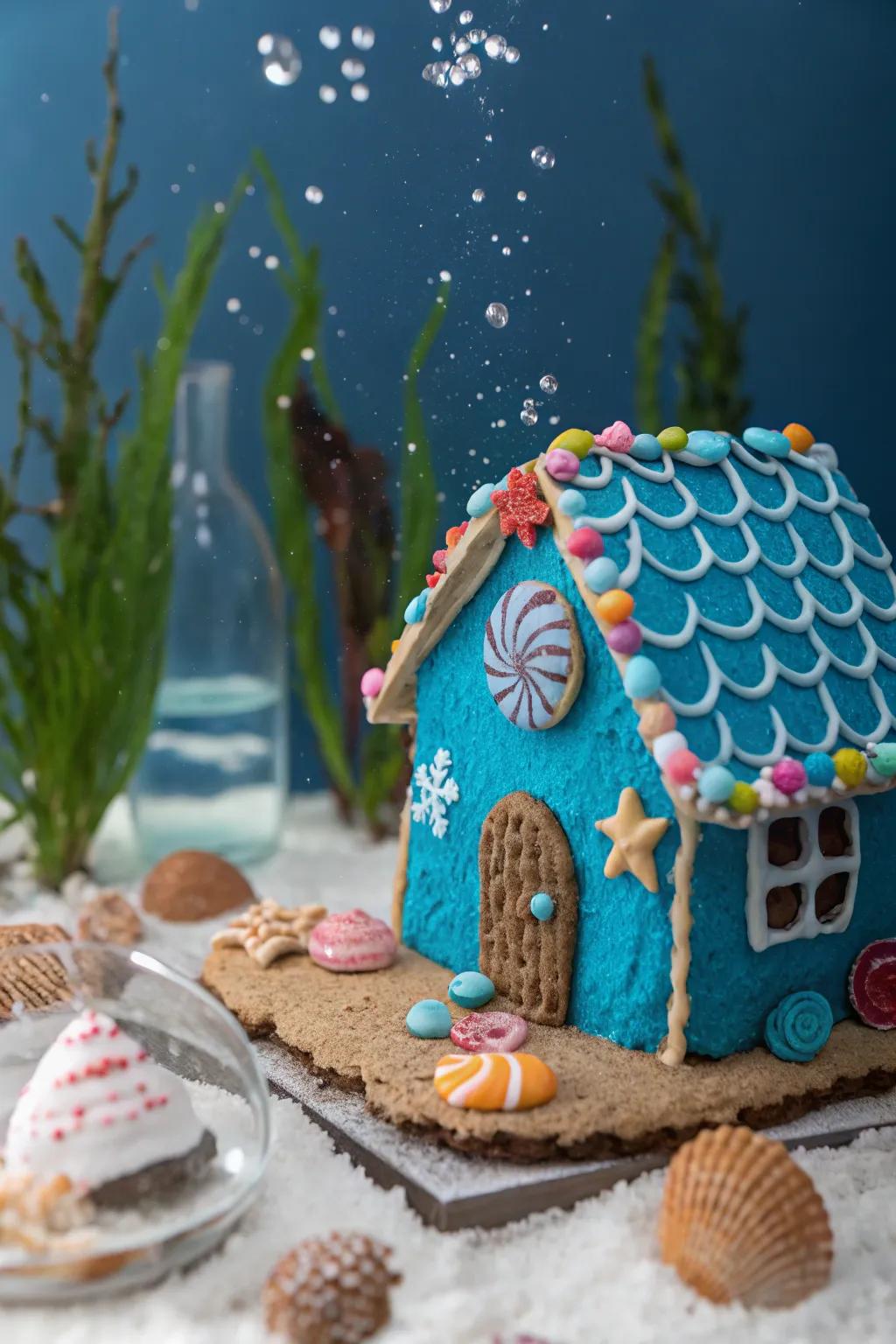 A gingerbread house reimagined as an underwater dream.