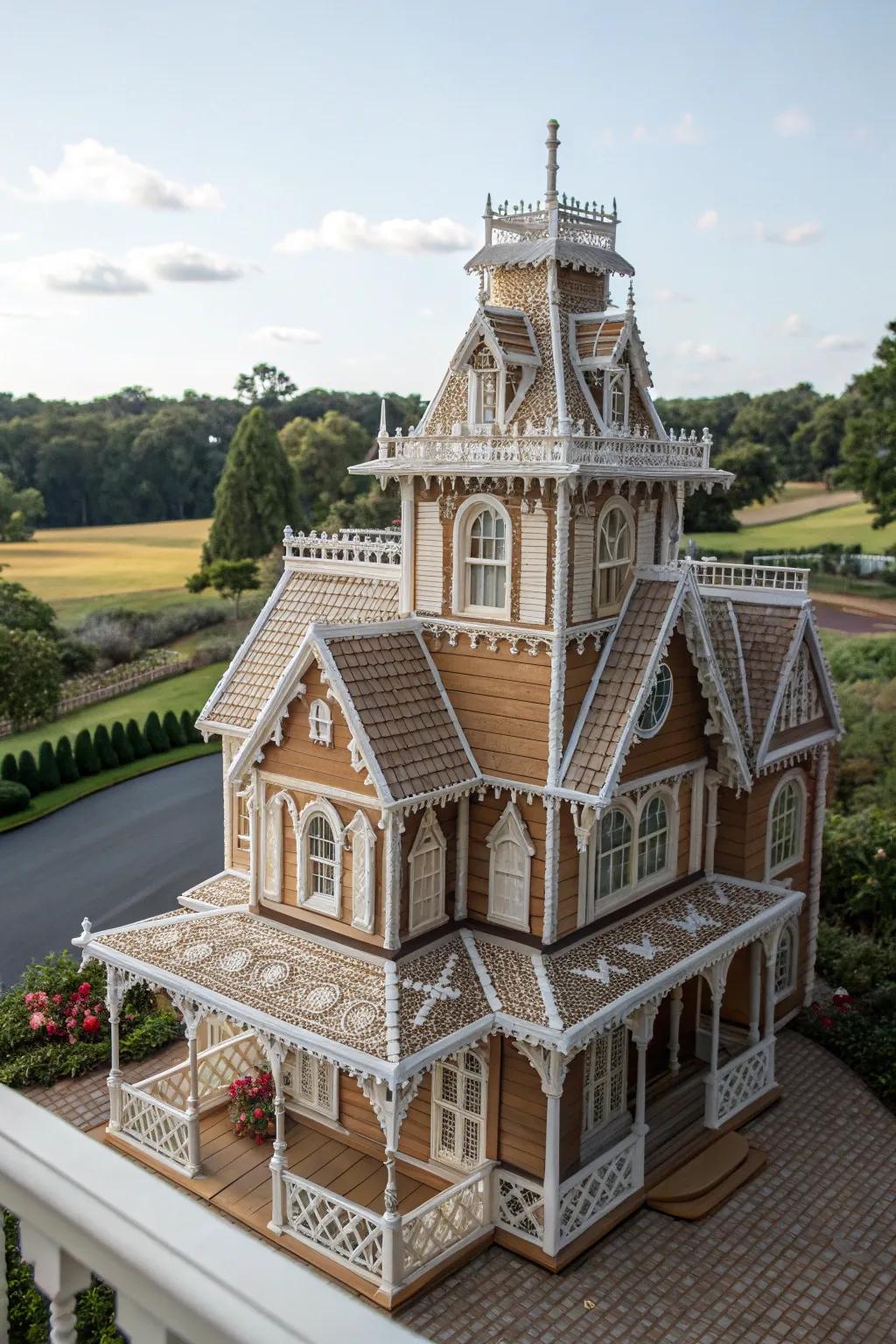 A grand Victorian mansion crafted from gingerbread.