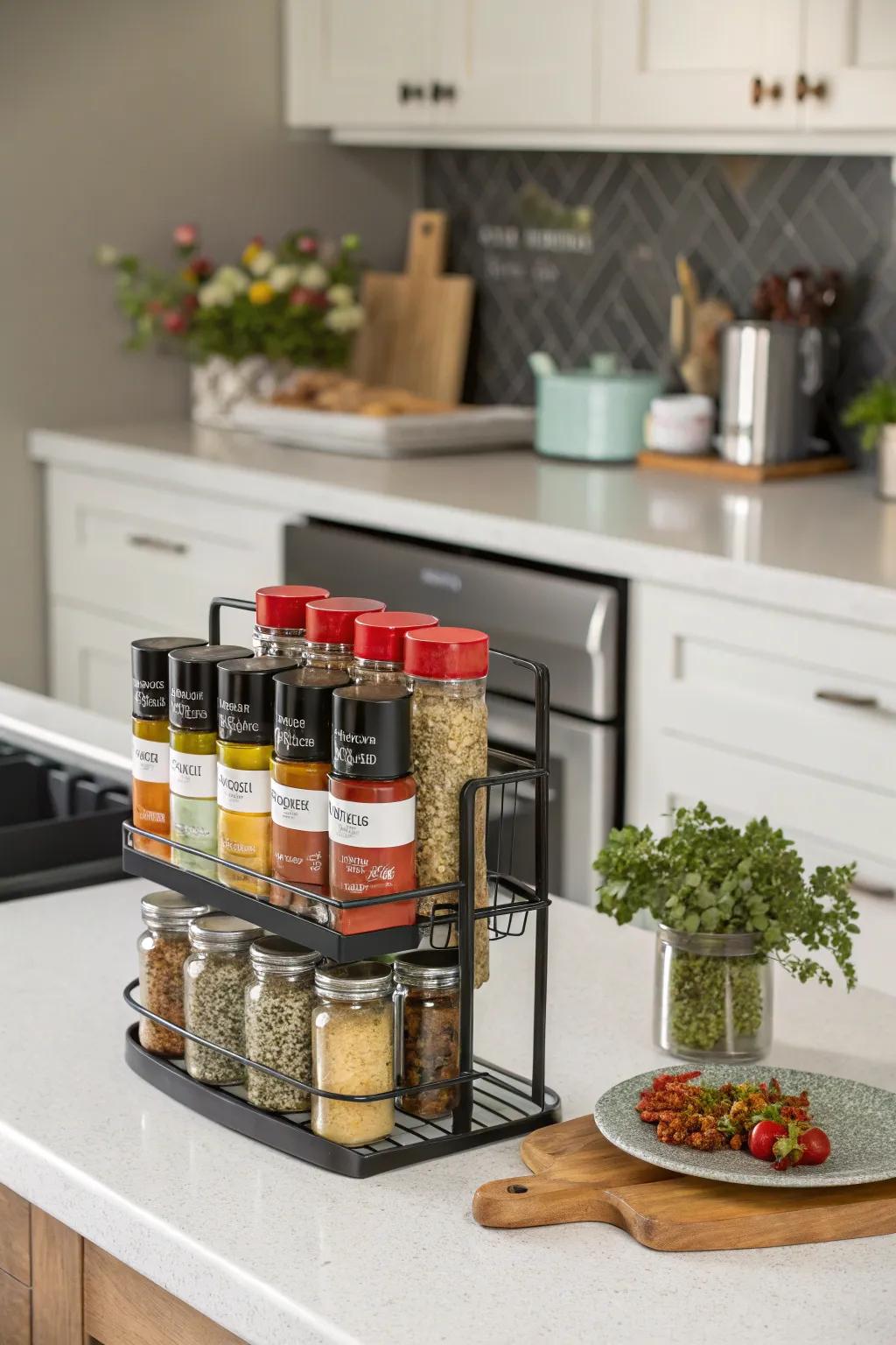 A sophisticated surface display for effortless spice access.