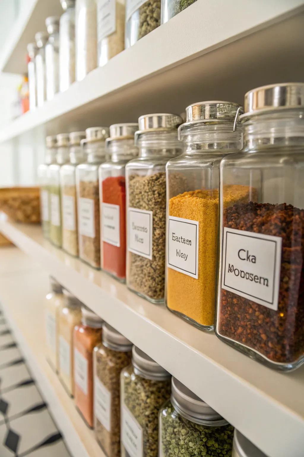 See-through containers simplify spice identification remarkably.