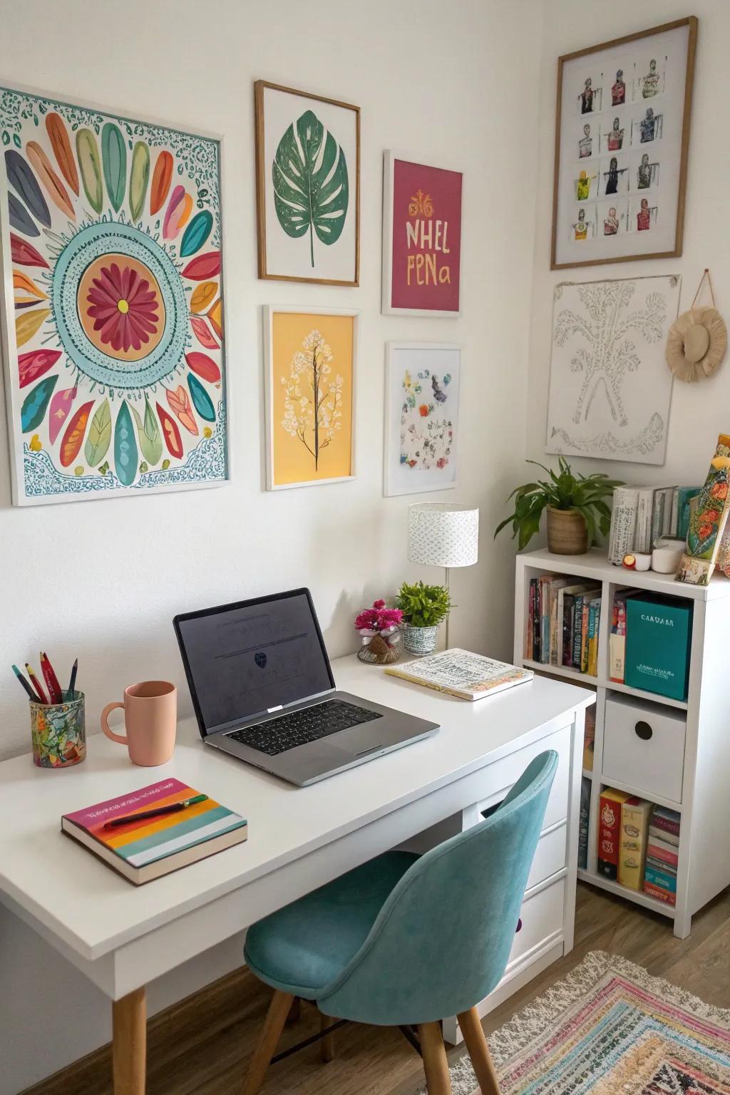 Wall art contributes character and inspiration to your workspace.