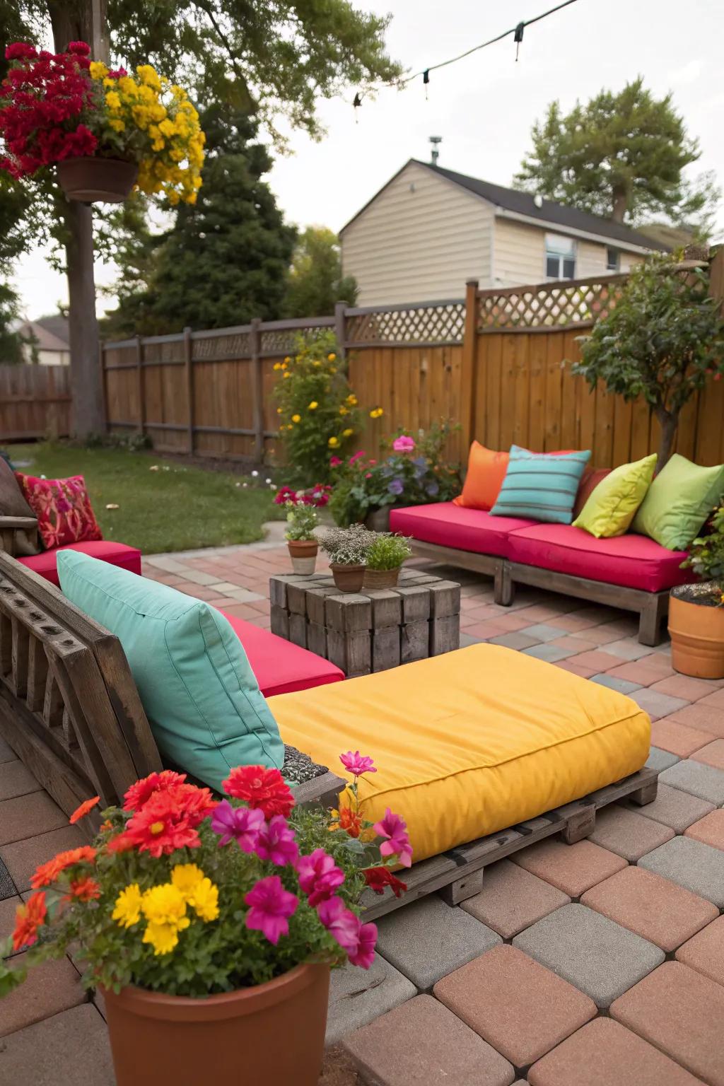 Colorful accents impart persona and cheer to your backyard.