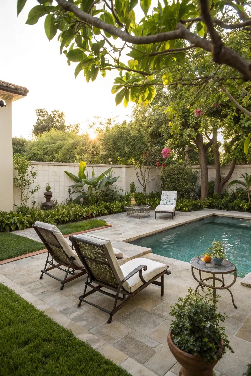 A small pool adds a revitalizing hint of luxury.