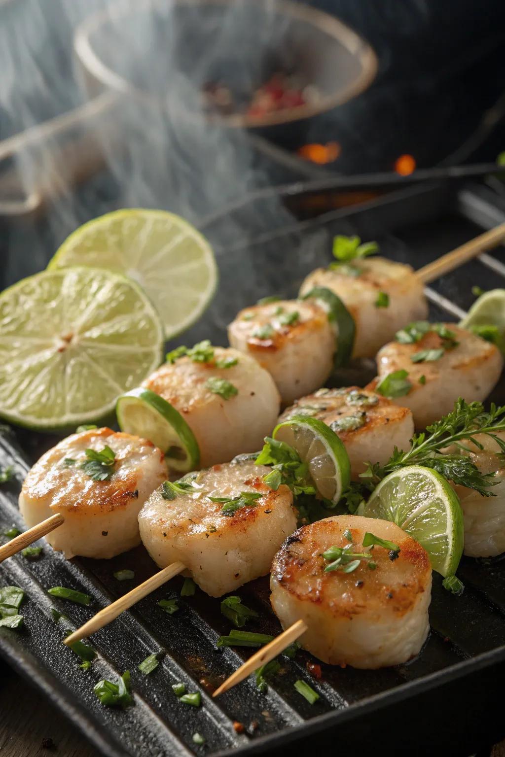 Seafood skewers bring a hint of the ocean's delight directly to your grill.