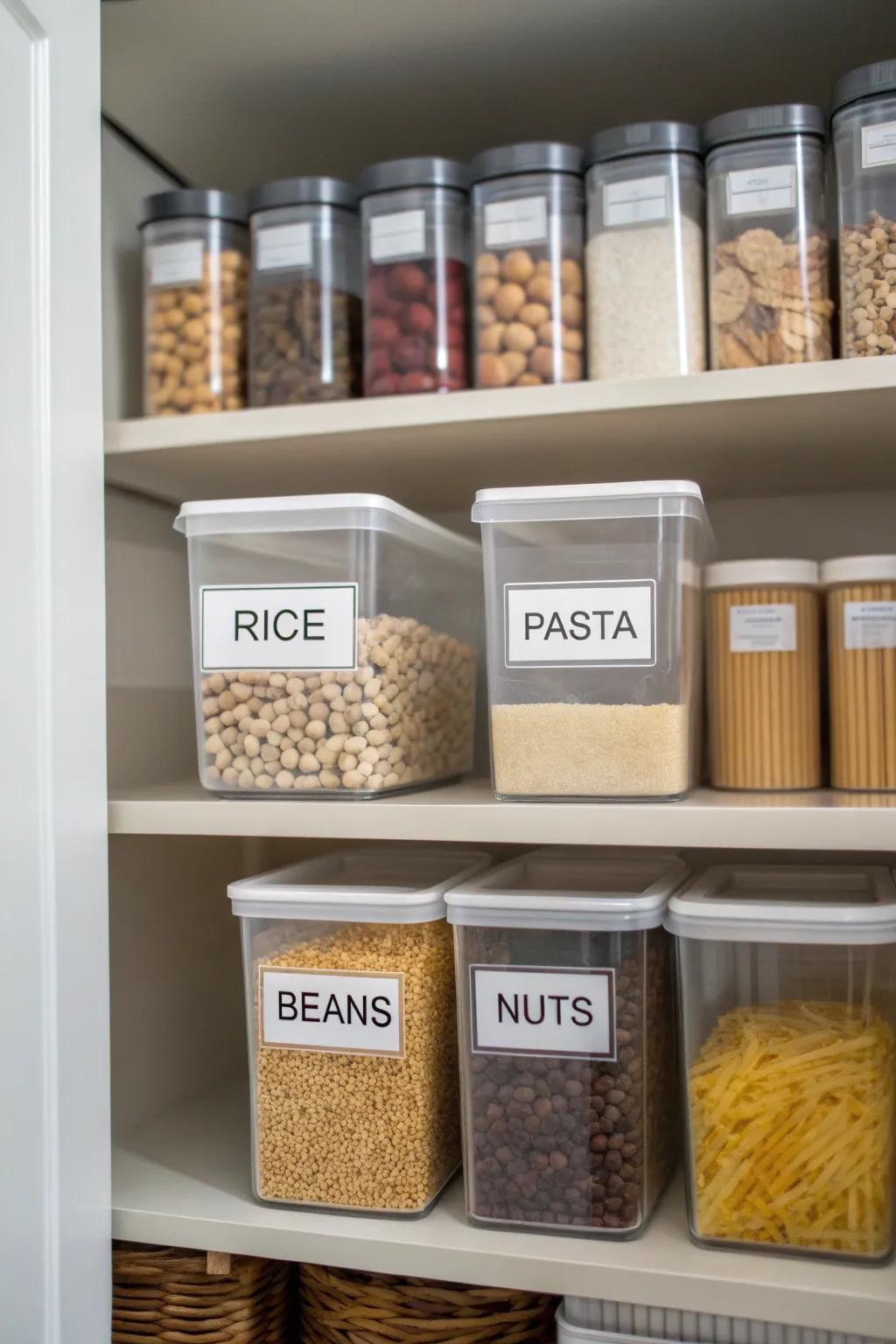 See-through containers improve both appearance and function of your pantry.