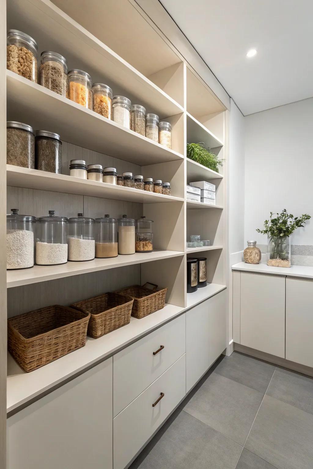 Minimalism adds focus and calmness to your pantry.