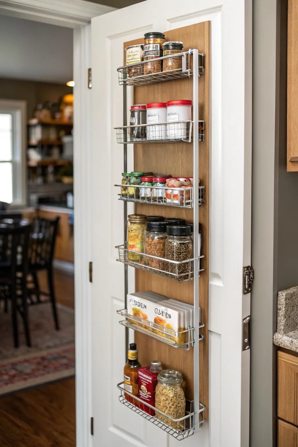 Door racks offer straightforward access to items used regularly.
