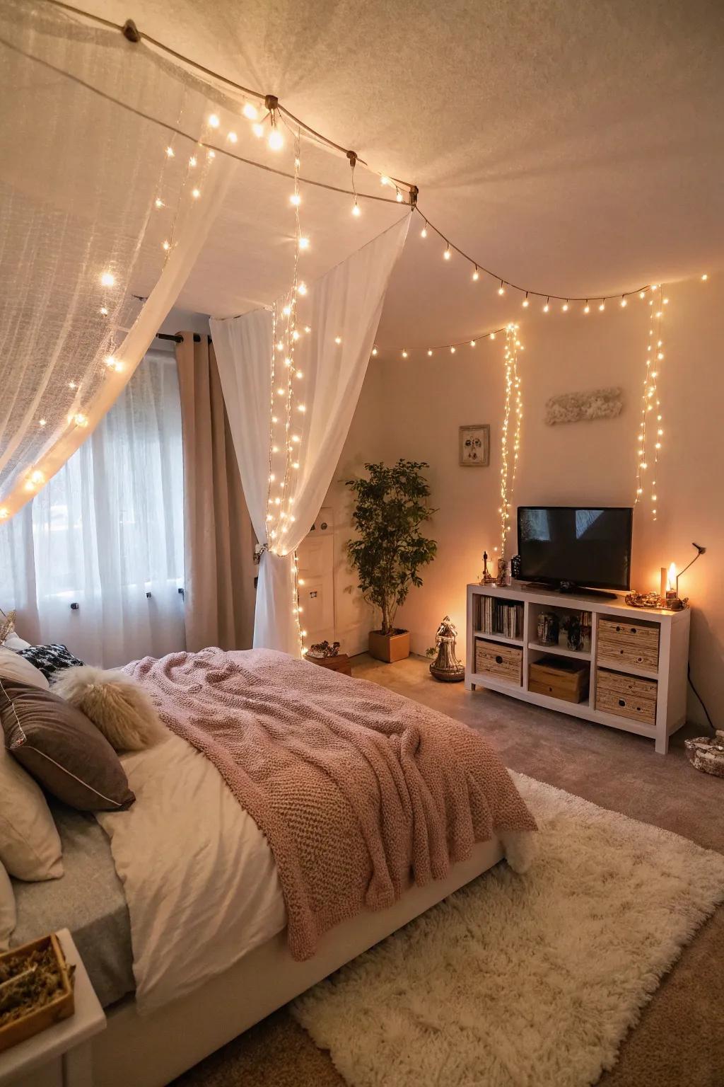 Gentle lighting sets the ideal mood for a relaxing TV experience.