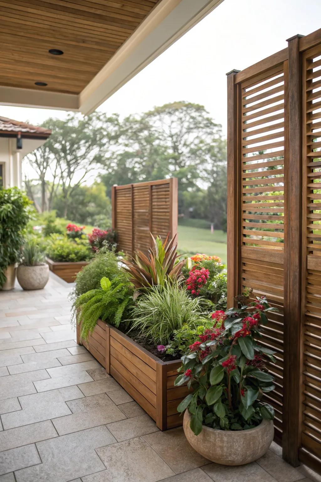 Privacy screens can foster cozy, secluded spots on your patio.