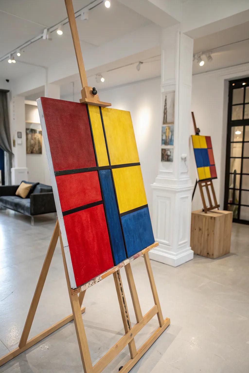 A canvas featuring striking color blocks, primed for a pop art transformation.