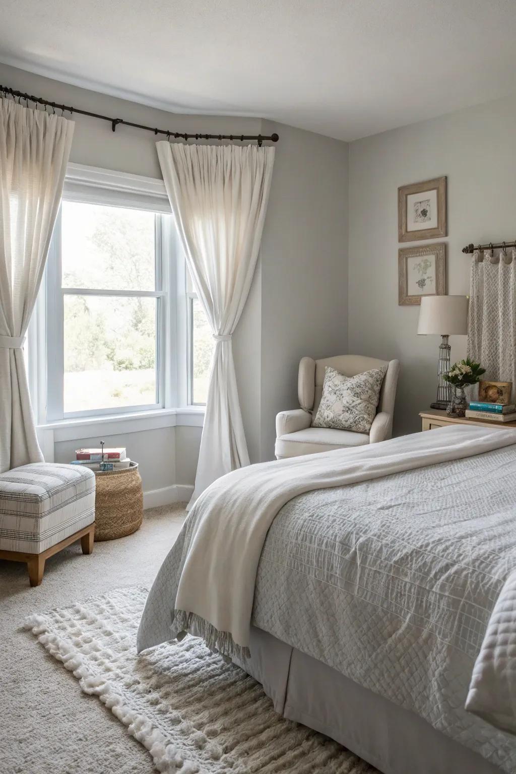Neutral shades establish an inviting and soothing atmosphere.