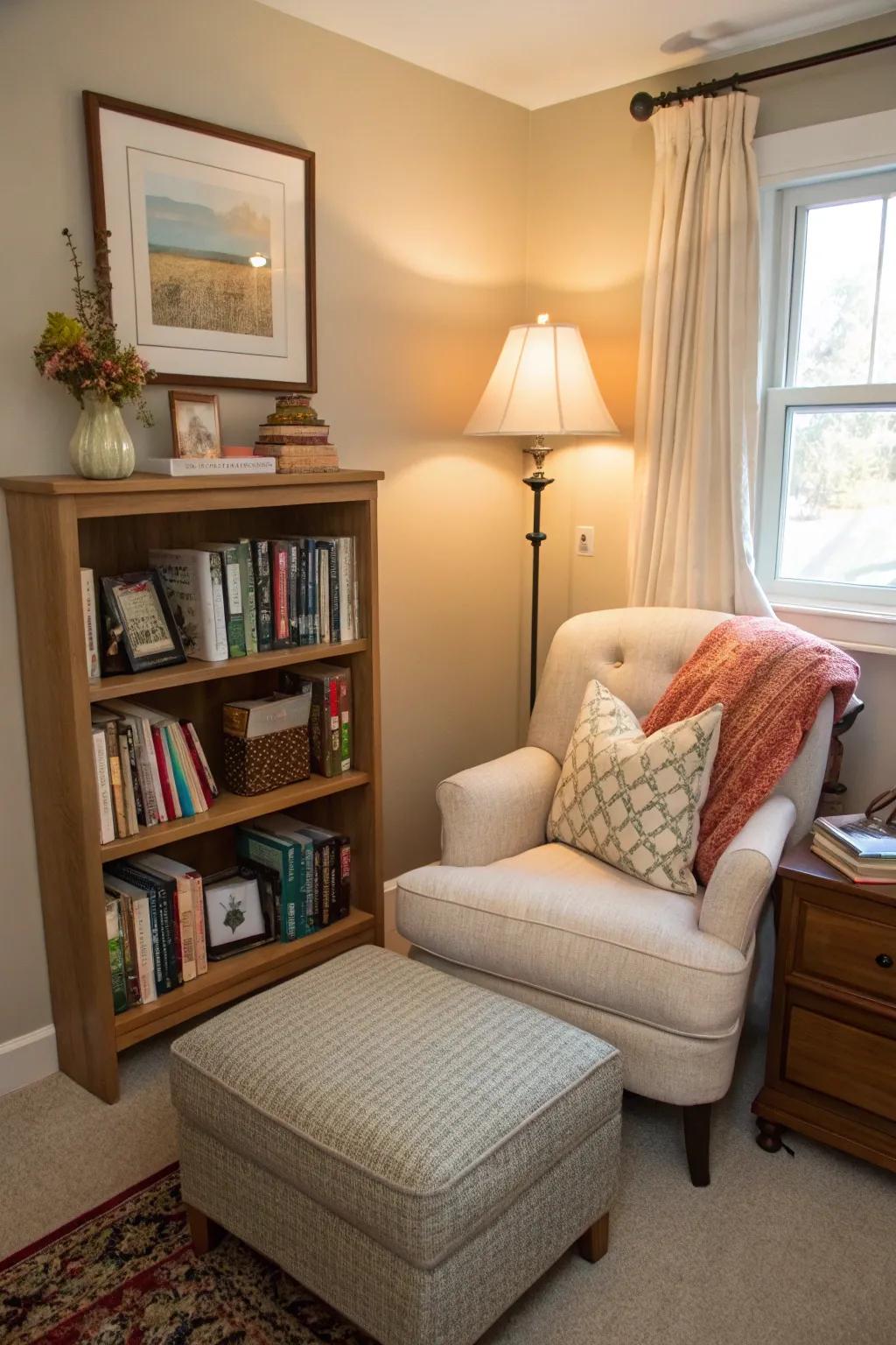 A reading space offers a private getaway inside your bedroom.