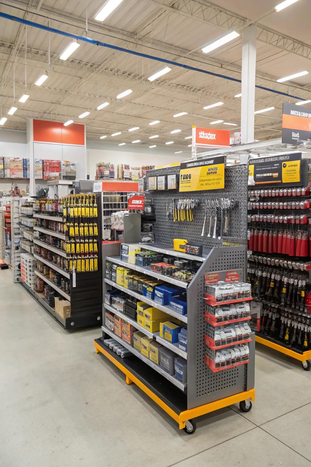 Movable displays offer flexible product arrangement solutions.