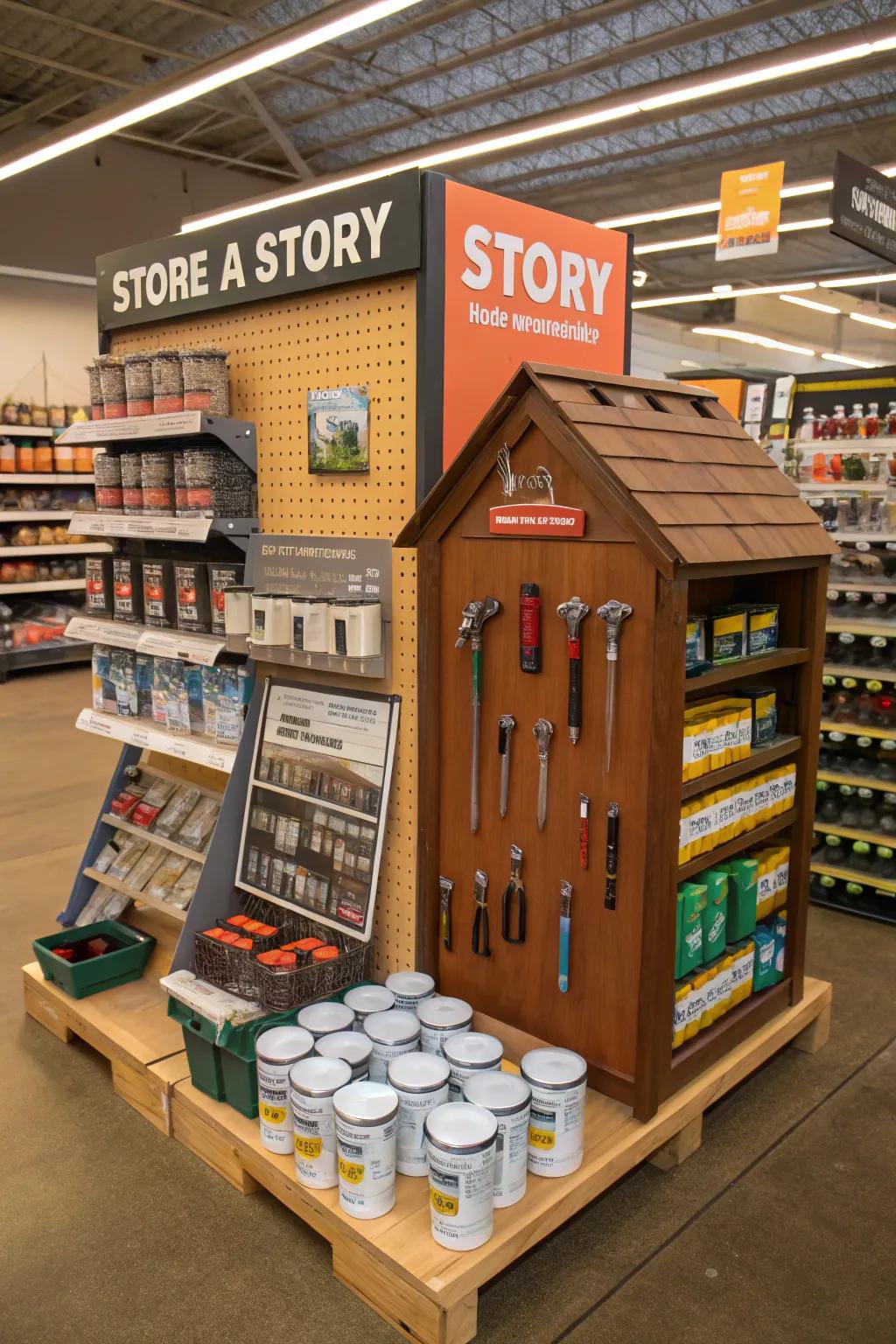 A themed display that tells a story through product arrangements.