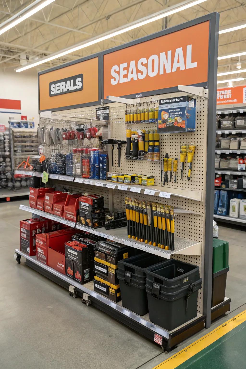 Seasonal merchandise prominently displayed for maximum impact.