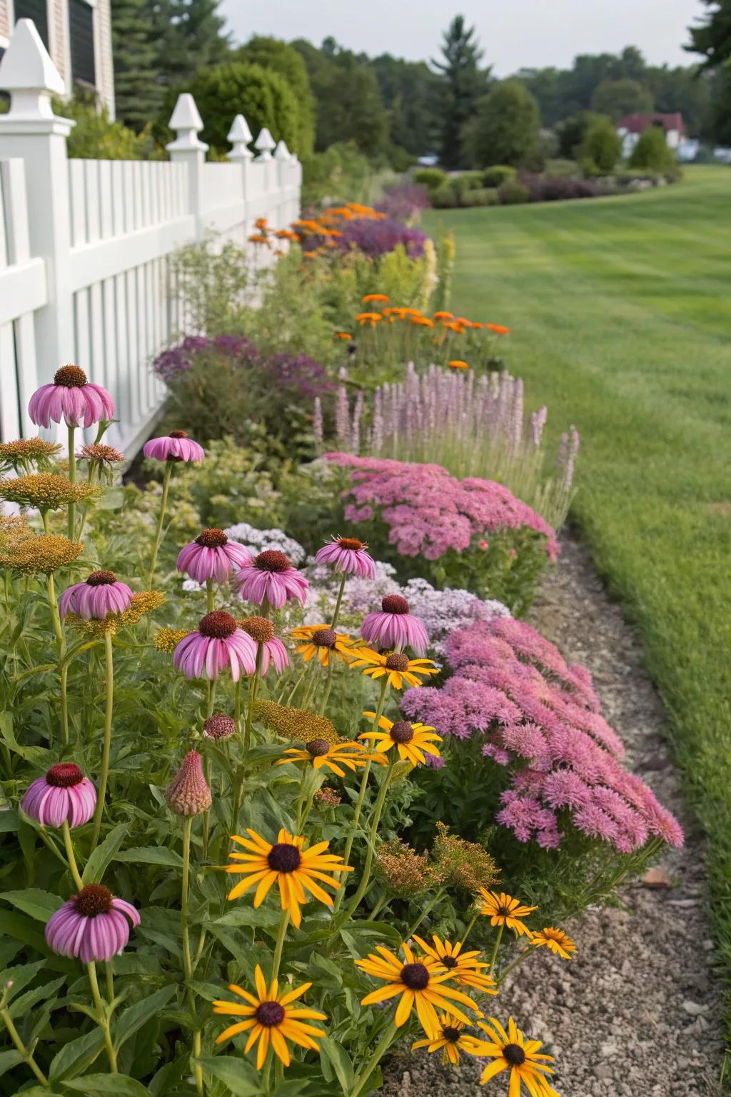 Hardy perennials flourish even in tough conditions.