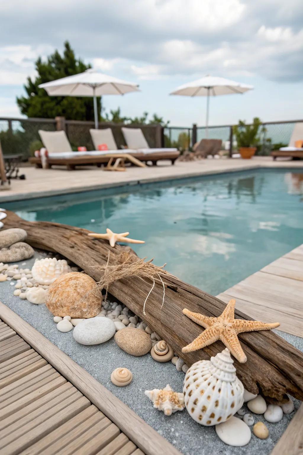 Coastal-inspired design brings a refreshing beach feel to your pool deck.