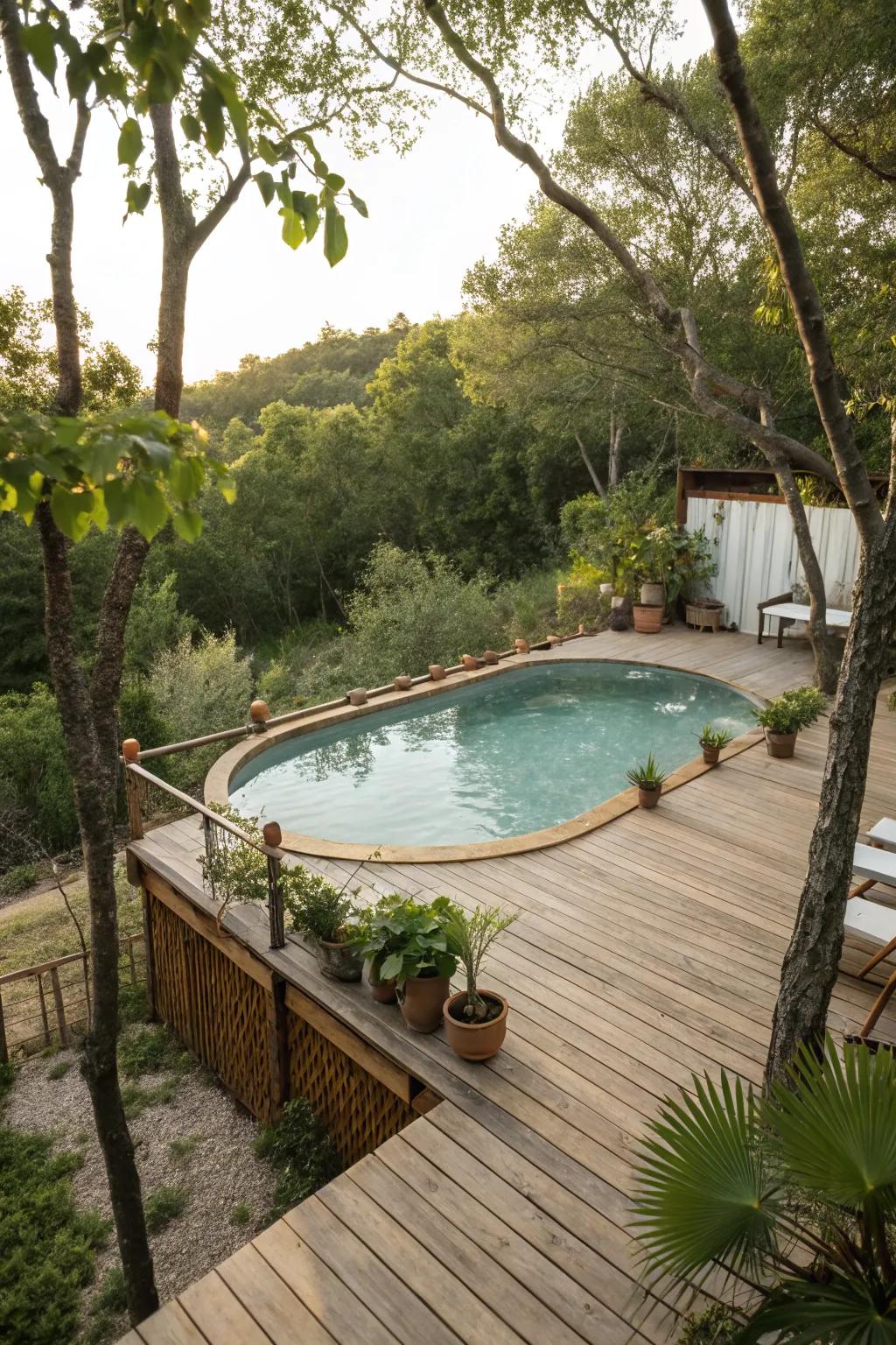 Wood decking adds warmth and charm to your pool area.