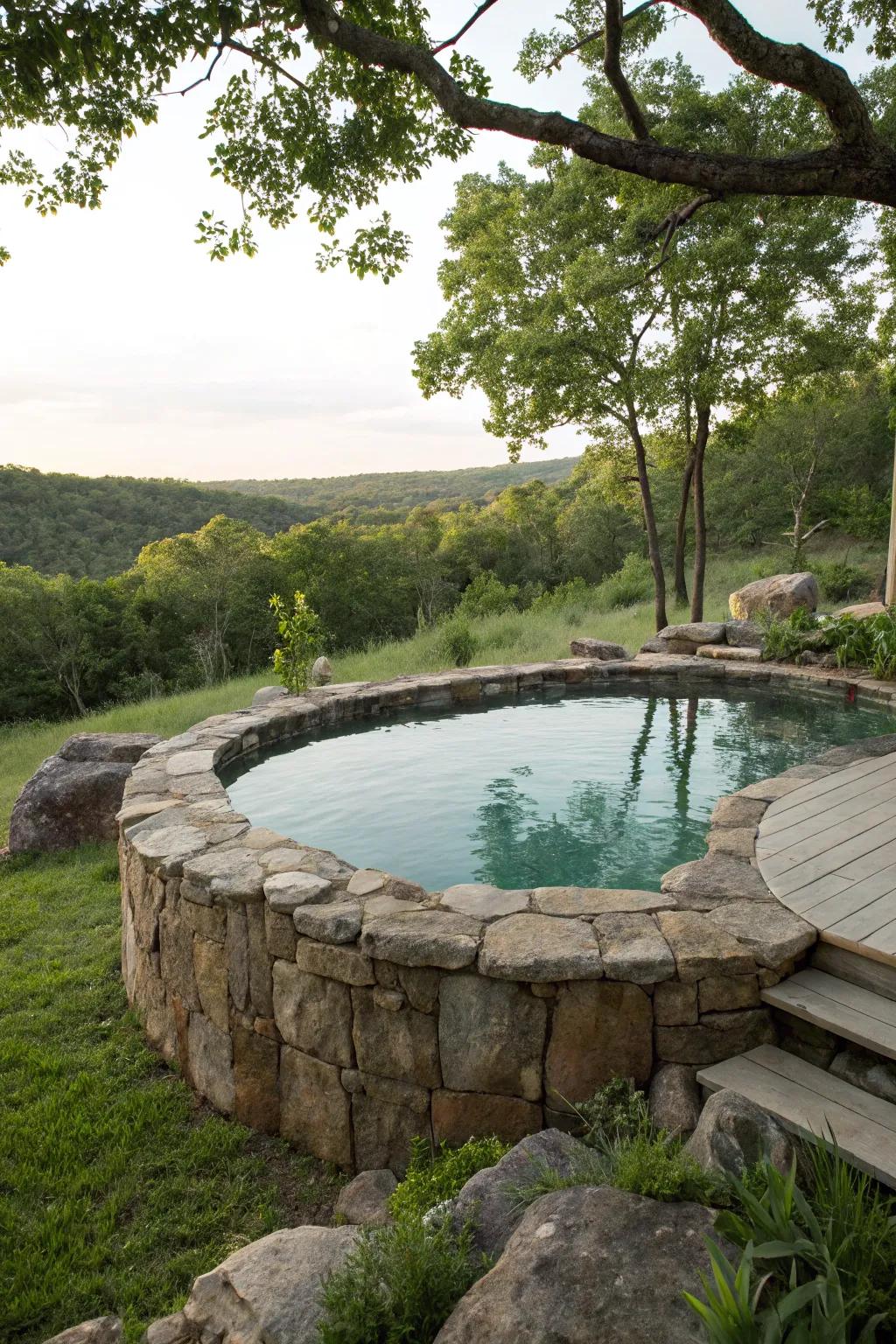 Stone borders add rustic charm and natural beauty to pool decks.