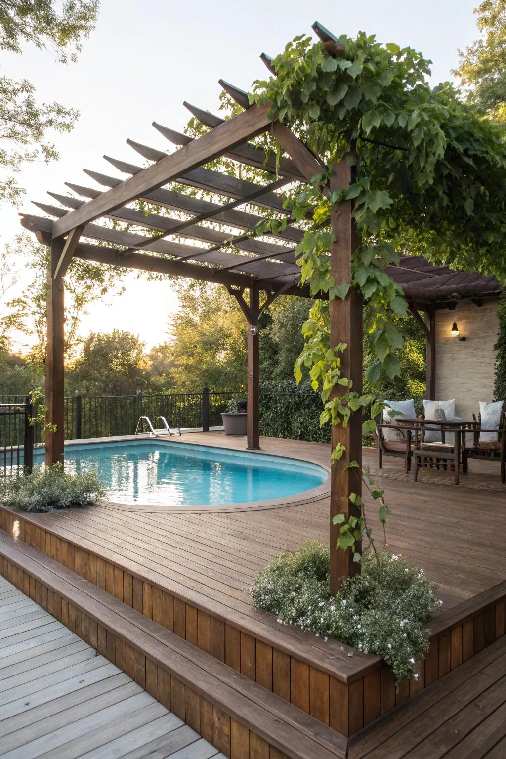 A trellis offers stylish shade and a cozy atmosphere.