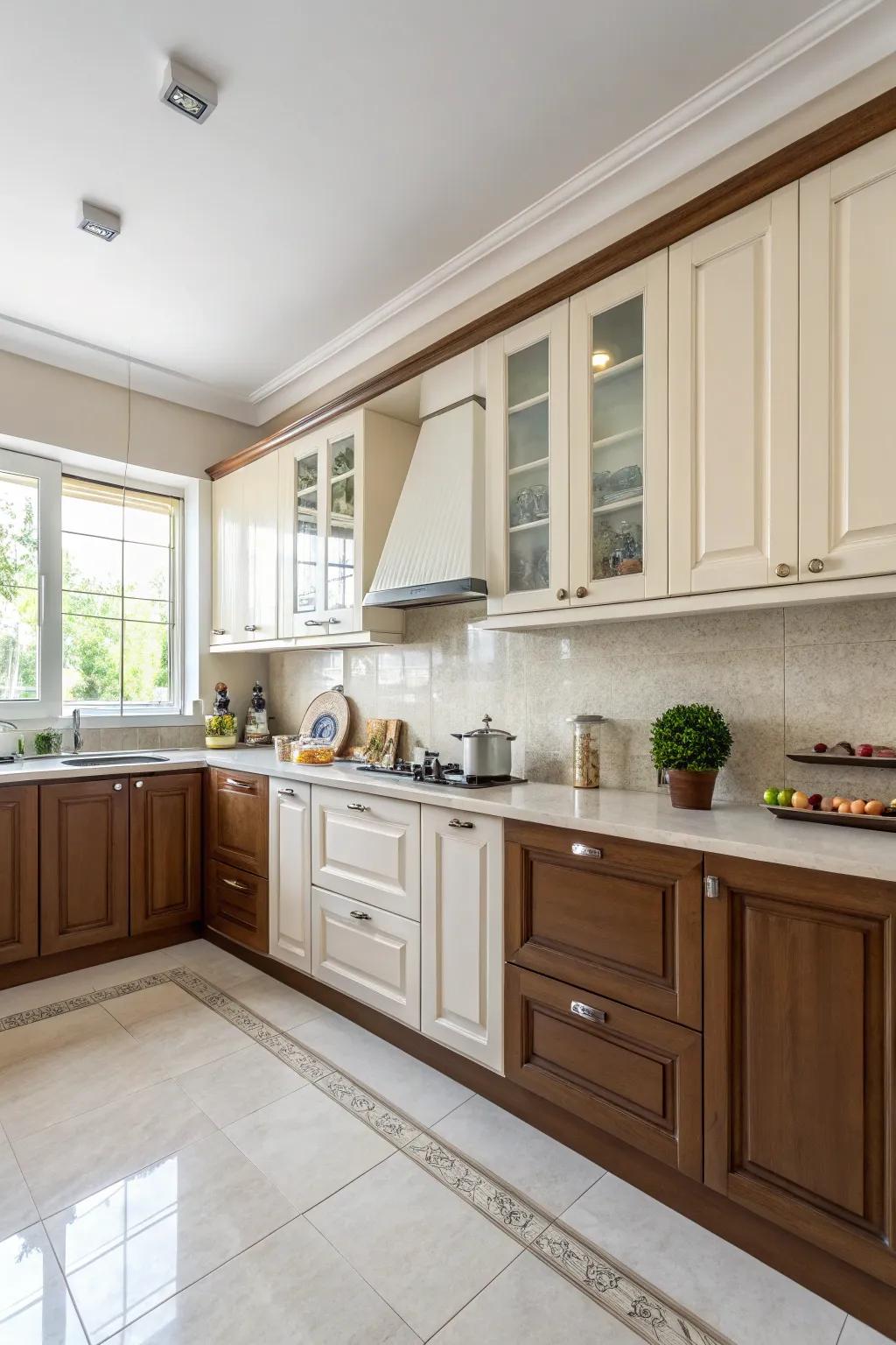 Create a balanced look with two-tone cabinets.