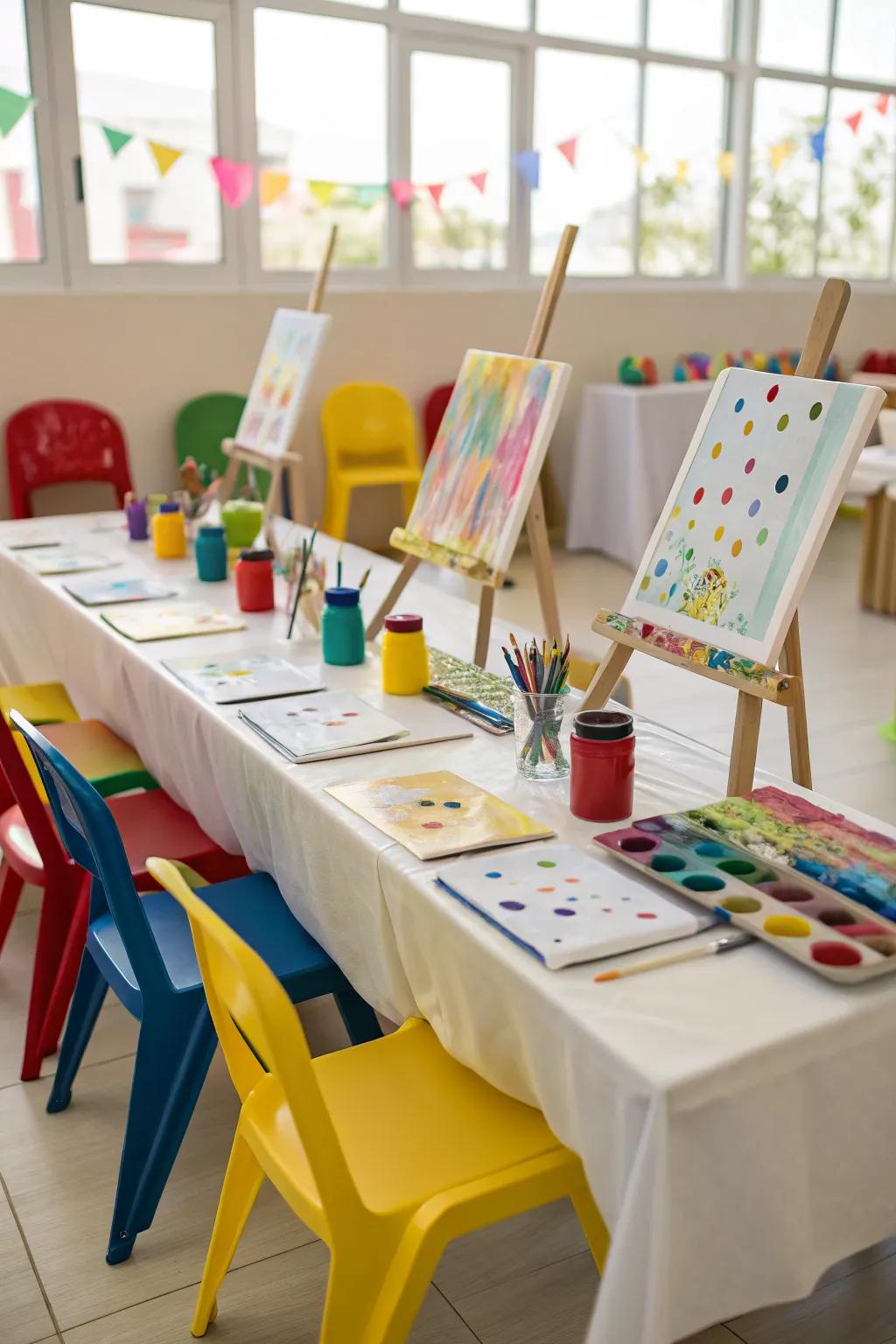 A creative paint social arrangement for unleashing imagination.