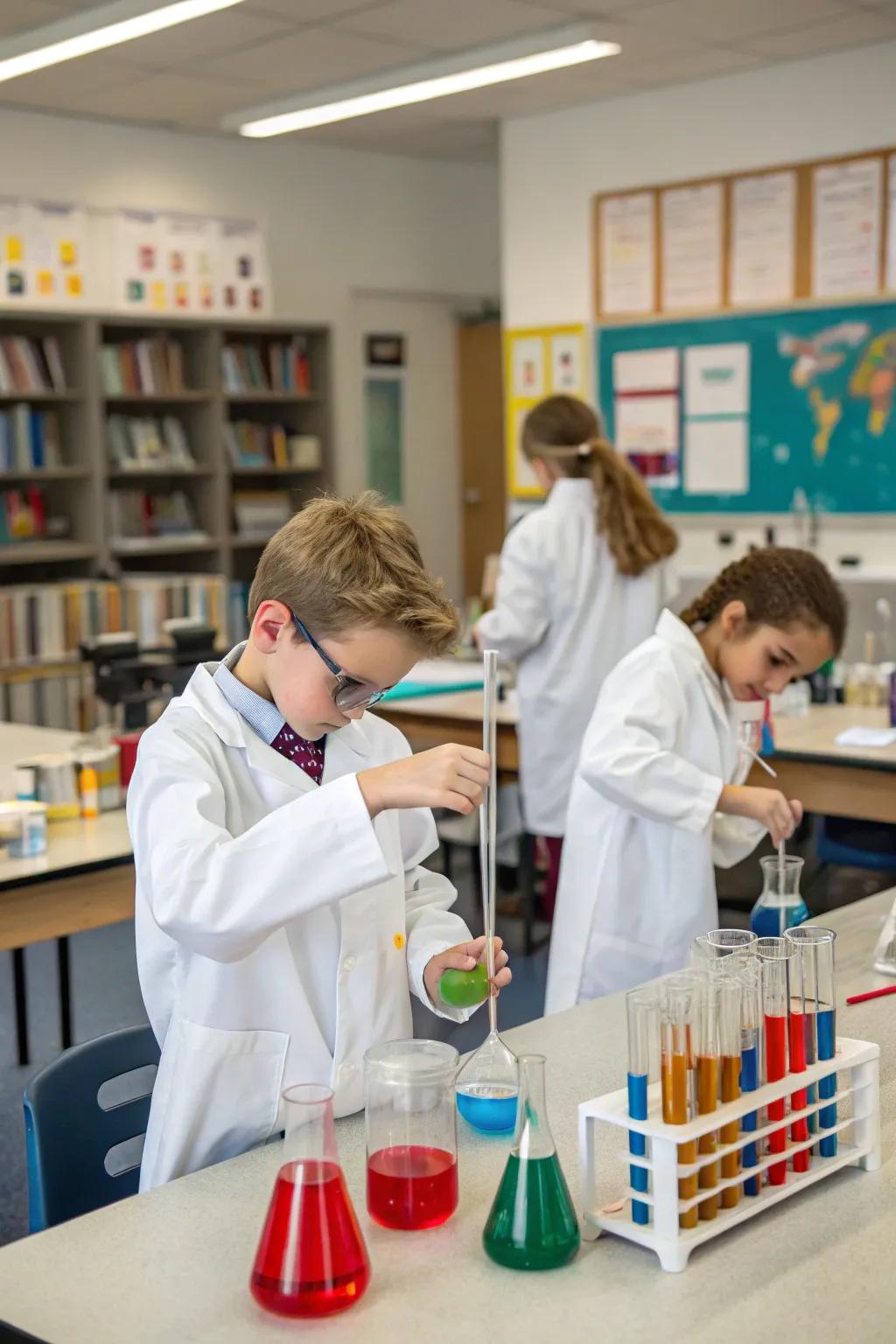 A science lab celebration with exhilarating experiments and curious minds.