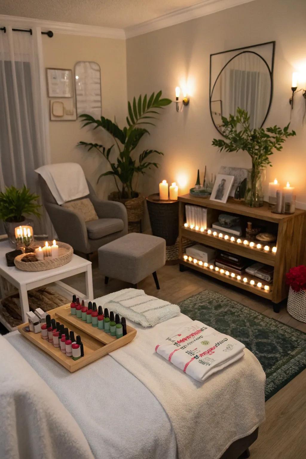 A Personalized spa day setup for a tailored pampering experience.