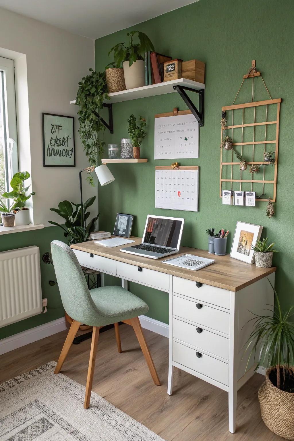 Introducing green elements into workspaces to enhance focus and productivity, creating a supportive environment.