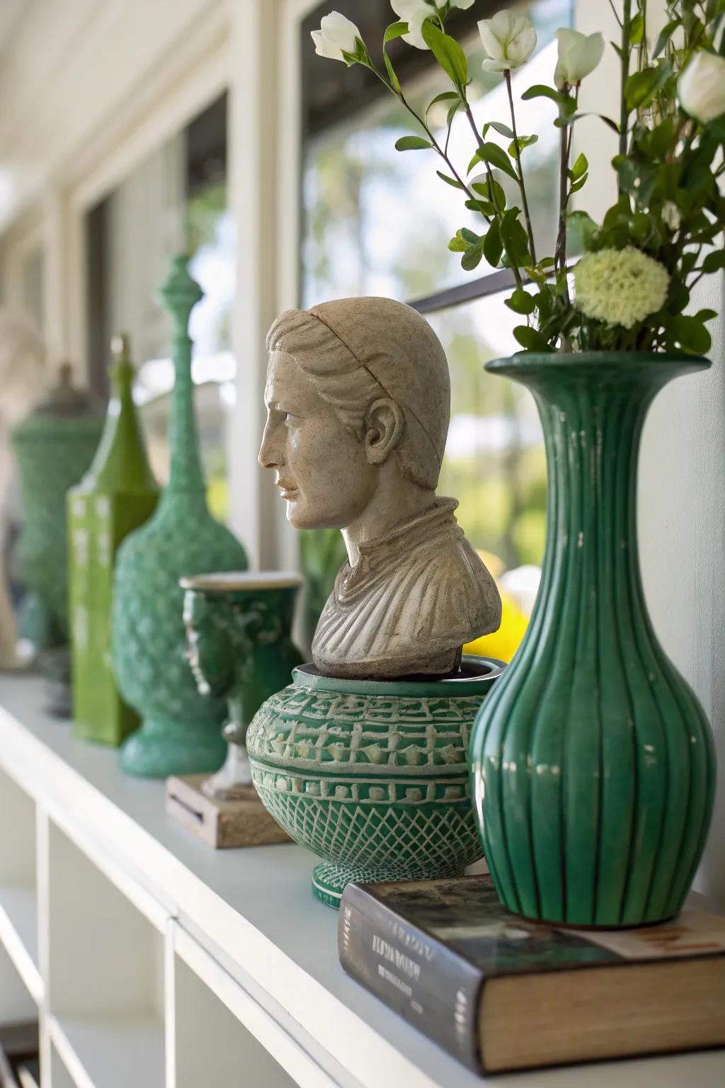 Thoughtfully composed green vignettes capture attention and reflect your unique sense of style.