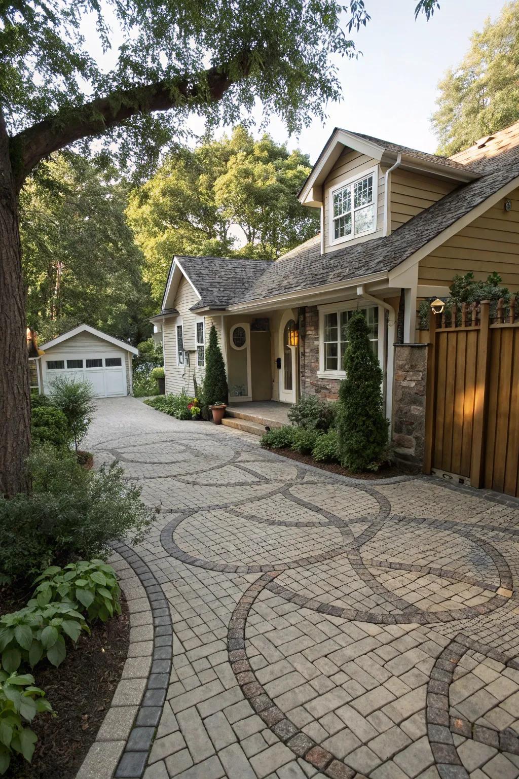 Paving blocks deliver an appealing and resilient driveway facade.
