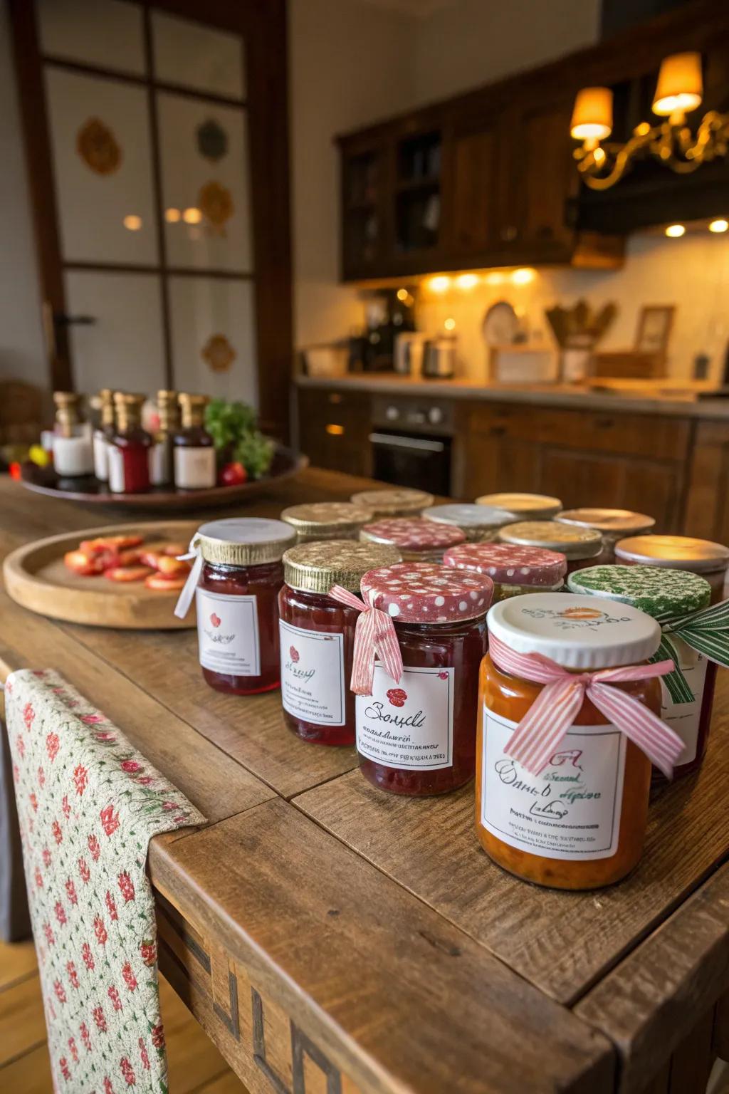 Homemade fruit spread in a charming jar.