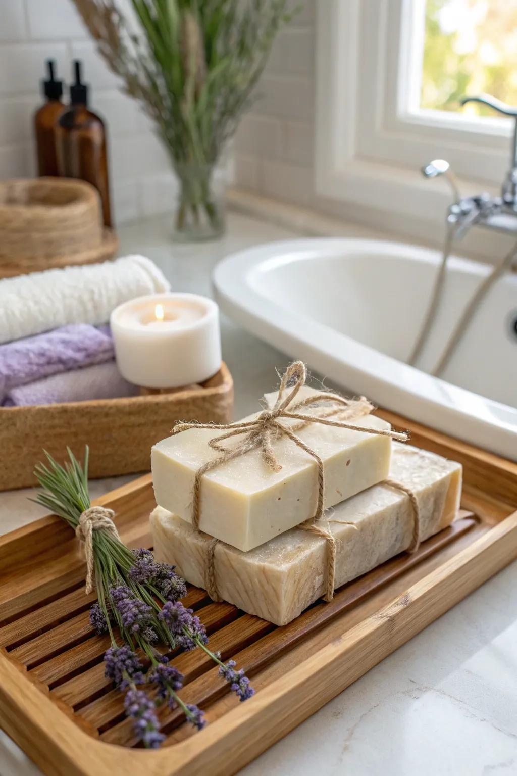 Luxurious handmade soap bars.