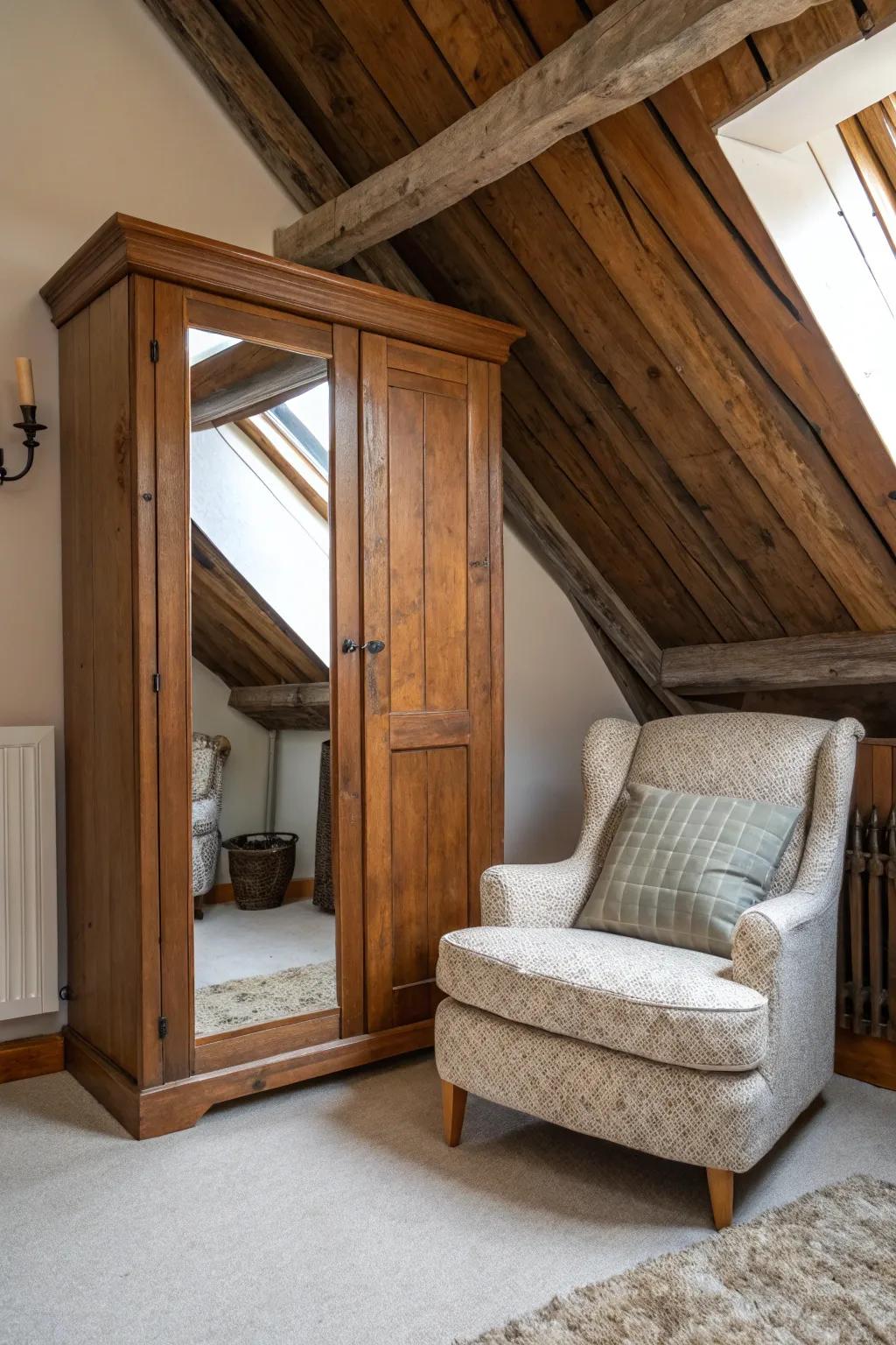 Make a functional dressing area with a mirror and seating.