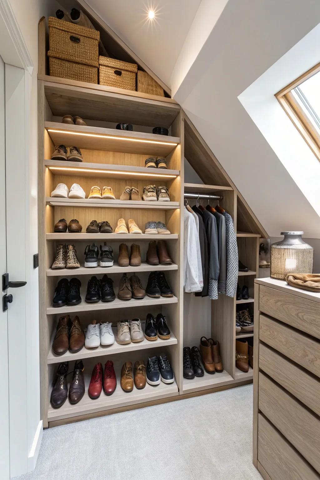 Organize and display with a dedicated shoe shelf.
